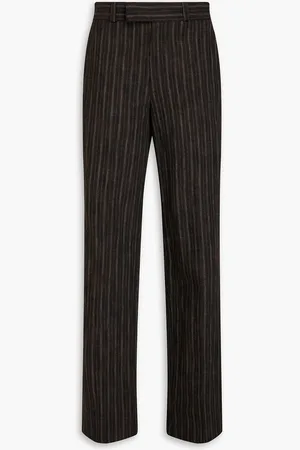 Rohe Pinstriped cotton-blend tweed straight-leg pants - Brown - DE 36