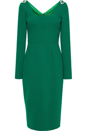 Dolce & Gabbana Crystal-embellished wool-blend crepe midi dress - Green - IT 40