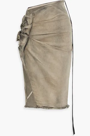Rick Owens Edfu ruched denim skirt - Neutral - XL