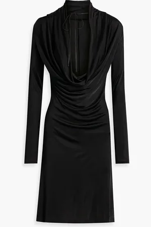 Helmut Lang Draped stretch-satin dress - - XL
