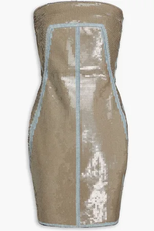 Rick Owens Strapless sequined denim mini dress - Neutral - IT 44