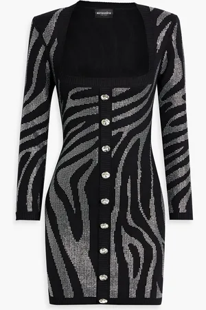 Retrofete Elvira crystal-embellished cotton and cashmere-blend mini dress - - XL