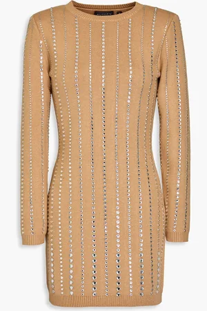 Retrofete Virginia embellished metallic knitted mini dress - Neutral - XS