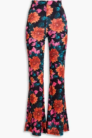 ROTATE Floral-print velvet flared pants - - DE 34