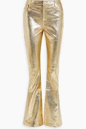 Retrofete Lunx metallic textured-leather flared pants - Metallic - M
