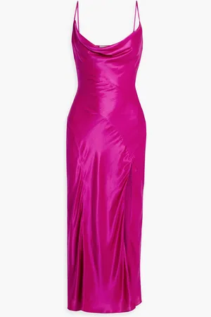 Nicholas Draped satin midi dress - Purple - US 2