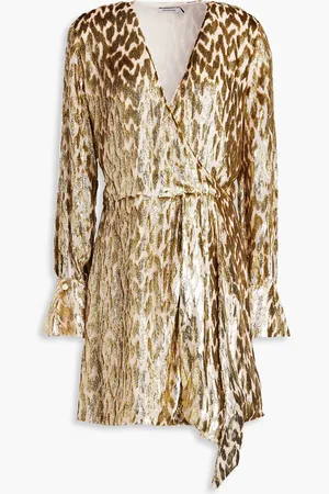 Simkhai Camryn wrap-effect metallic fil coupé Lurex and silk-blend mini dress - Metallic - US 2