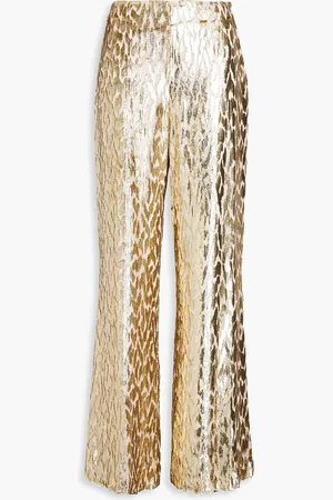 Simkhai Shivon metallic fil coupé Lurex and silk-blend wide-leg pants - Metallic - US 2