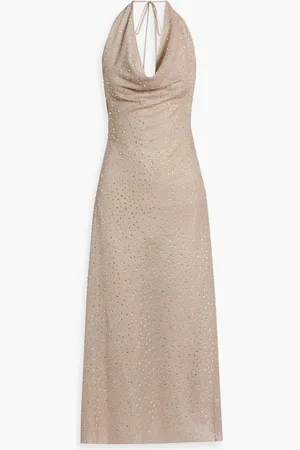 Retrofete Sear crystal-embellished metallic knitted midi dress - Metallic - S