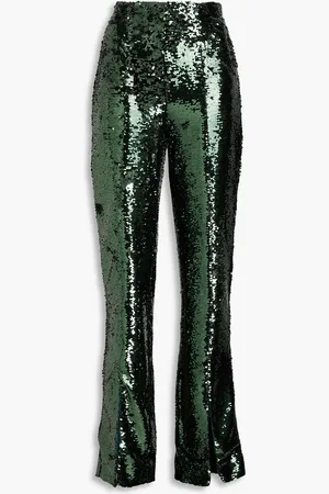 Simkhai Ariah sequined tulle straight-leg pants - Green - US 4