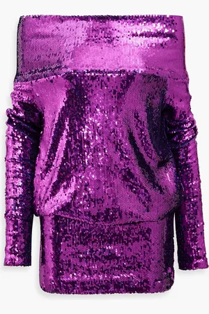 Retrofete Wyn off-the-shoulder sequined stretch-jersey mini dress - Purple - XS