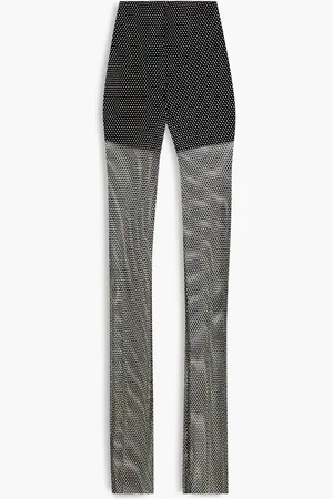 ROTATE Sianna crystal-embellished iridescent mesh flared pants - - DE 38
