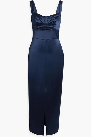 Nicholas Cutout satin midi dress - Blue - US 4