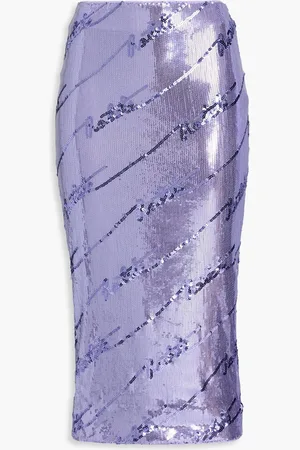 ROTATE Sequined stretch-mesh midi skirt - Purple - DE 34