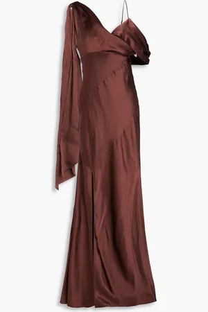 Nicholas Asymmetric draped silk-blend satin maxi dress - - US 6