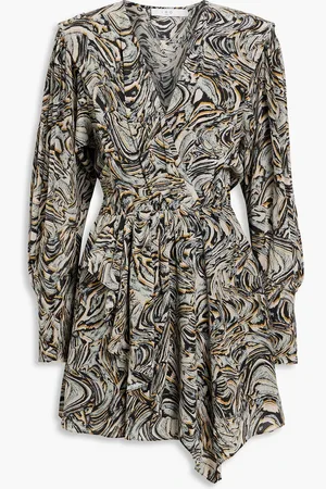 IRO Flamen draped printed silk crepe de chine mini dress - Neutral - FR 38