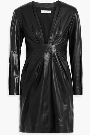 IRO Enali draped leather mini dress - - FR 36