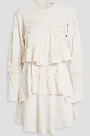 IRO Micha mesh-paneled tiered crepe mini dress - White - FR 34