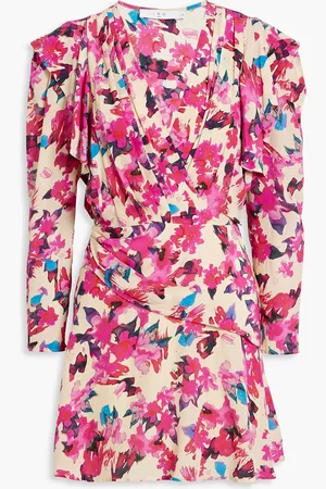 IRO Masca ruffled floral-print silk-crepe mini dress - - FR 40