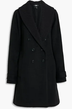 Paige Dianna double-breasted ribbed-knit paneled felt coat - - L