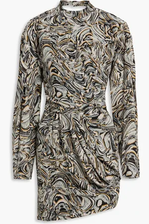 IRO Francia cutout printed silk-crepe mini dress - Neutral - FR 40