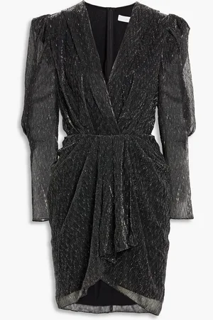 IRO Patia pleated wrap-effect metallic jersey mini dress - - FR 34