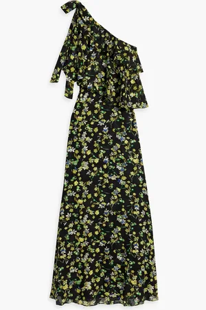 MIKAEL AGHAL One-shoulder ruffled floral-print fil coupé chiffon maxi dress - - US 6