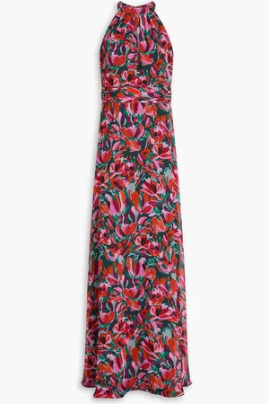 MIKAEL AGHAL Gathered floral-print chiffon maxi dress - - US 2