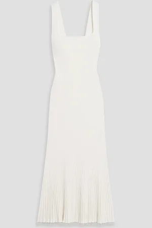 GALVAN Atalanta embellished ribbed-knit midi dress - White - L
