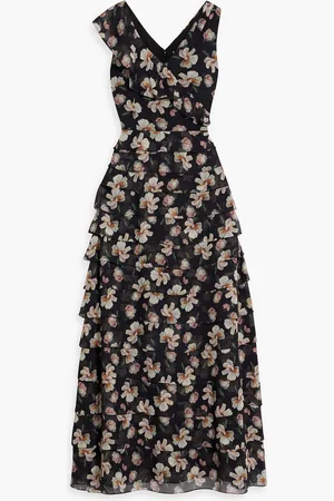MIKAEL AGHAL Tiered ruffled floral-print chiffon gown - - US 10