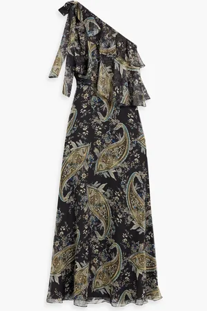 MIKAEL AGHAL One-shoulder ruffled printed chiffon maxi dress - - US 8