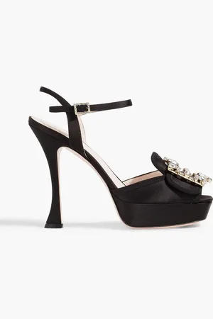 Roger Vivier RV Broche crystal-embellished satin platform sandals - - EU 38