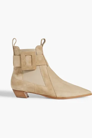 Roger Vivier Viv Ranch buckled suede ankle boots - Neutral - EU 35.5
