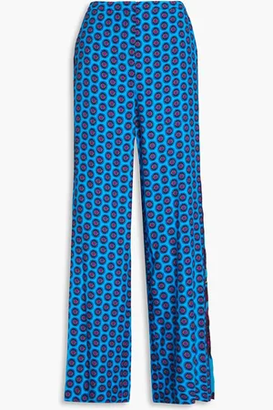Diane von Furstenberg Sarina printed crepe de chine wide-leg pants - Blue - US 12