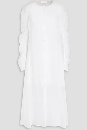 Chloé Ruched ramie midi shirt dress - - FR 36