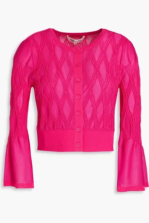 Diane von Furstenberg Charlie cropped jacquard-knit cardigan - Pink - XS