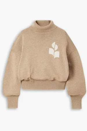 Marant Etoile Nash intarsia cotton and wool-blend turtleneck sweater - Neutral - FR 44
