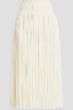 Chloé Pleated wool-gauze midi skirt - White - FR 38