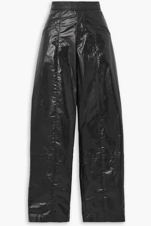 Isabel Marant Anea crinkled coated cotton-blend pants - - FR 34