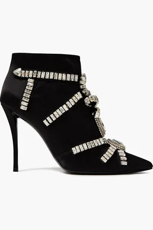 Roger Vivier Sin Evening 100 crystal-embellished satin ankle boots - - EU 36.5