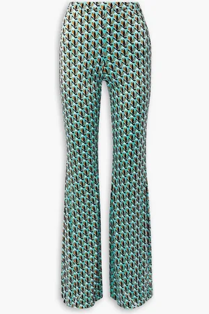 Diane von Furstenberg Brooklyn printed stretch-jersey flared pants - Blue - L