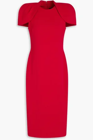 Badgley Mischka Cape-effect stretch-crepe midi dress - - US 4