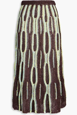 ULLA JOHNSON Open-knit midi skirt - Brown - XS