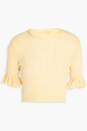ULLA JOHNSON Patti cropped ribbed-knit top - Orange - S