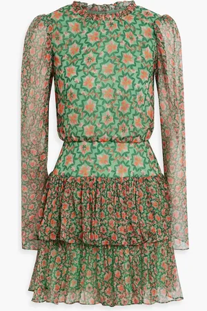 SALONI Ava printed silk-georgette mini dress - - UK 14