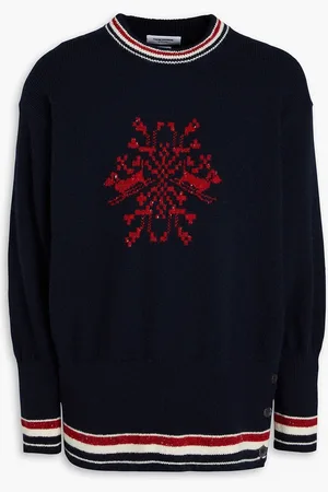 Thom Browne Intarsia wool and mohair-blend sweater - Blue - 0