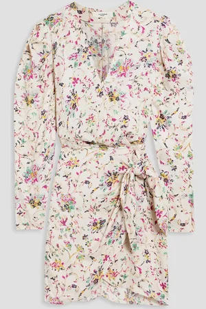 Marant Etoile Baikal printed jacquard mini wrap dress - White - FR 36