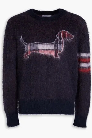 Thom Browne Jacquard-knit mohair-blend sweater - Blue - 0