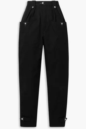 Marant Etoile Pulcie suede-trimmed cotton tapered pants - - FR 42