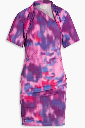 Marant Etoile Zendaya ruched printed cotton-jersey mini dress - - FR 38
